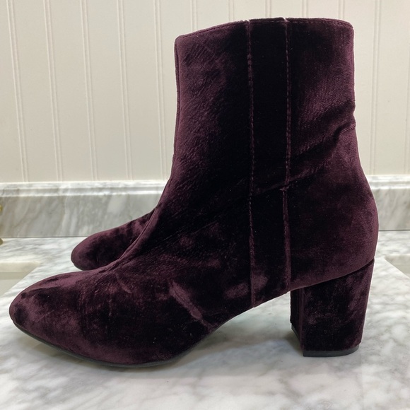 Earth Sparta Velvet Ankle Boots in Deep Burgundy size 9 Fall Feminine Romantic - Picture 2 of 13